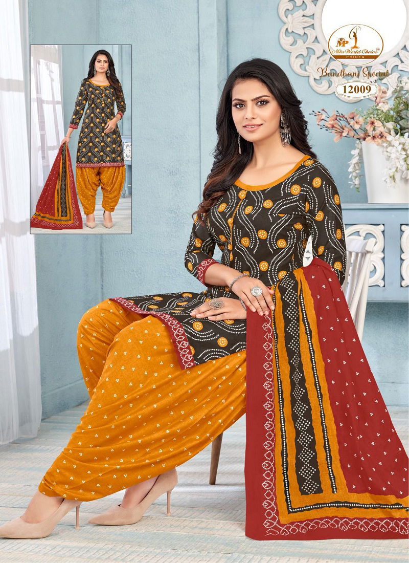 Miss World Bandhani Special Vol 12 Cotton Dress Material Wholesale Market In Surat With Price Catalog